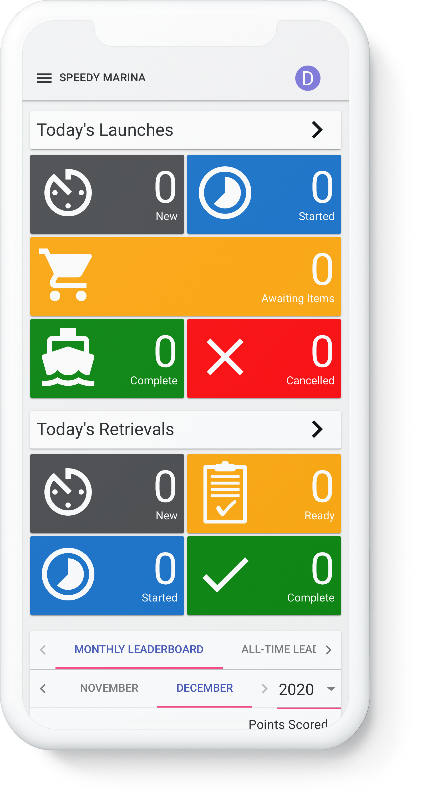 Boat club and dry stack marina app for marina forklift drivers, office staff, and dockhands